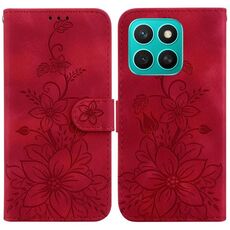 Custodia per telefono in pelle goffrata Lily per Honor X8c 4G (rosso)
