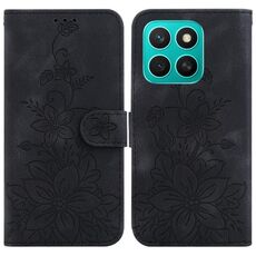 Per Honor X8c 4G Custodia in pelle goffrata Lily (Nero)