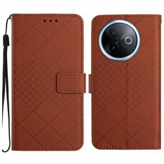 Per vivo Y39 5G Global Rhombic Grid Texture Custodia in pelle per telefono (marrone)