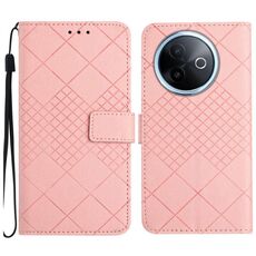 Per vivo Y39 5G Global Rhombic Grid Texture Custodia in pelle per telefono (rosa)