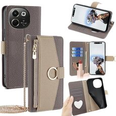 Per Tecno Pova 6 Neo 5G / Spark 30 5G Custodia a tracolla in pelle con texture Litchi (grigio)