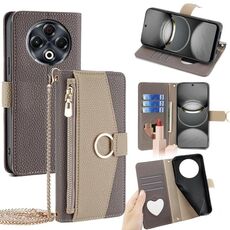Per Tecno Spark 30 4G Custodia a tracolla in pelle con texture Litchi (grigio)