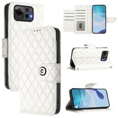 Per Asus Zenfone 12 Ultra Custodia per telefono in pelle con texture rombica e cordino (bianco)