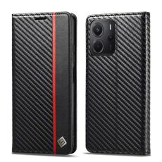 Custodia in pelle e fibra di carbonio per Redmi Note 14 5G Global LC.IMEEKE (nero verticale)