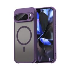 Per Google Pixel 9 Pro Fan Dun Series TPU Hybrid PC Frosted Magsafe Custodia per telefono (viola)