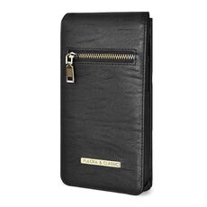 PULOKA 6,7 pollici PU Zip Wallet Phone Marsupio (Nero)