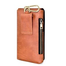 PULOKA 6,7 pollici PU Zip Wallet Phone Marsupio (marrone)