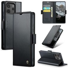 Per Redmi Note14 4G 163,25 mm CaseMe 023 Butterfly Buckle Litchi Texture RFID Antifurto Custodia in Pelle per Telefono (Nero)