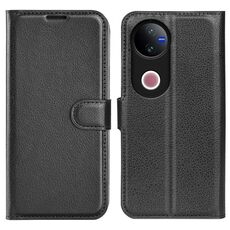 Per vivo V50 Global Litchi Texture Custodia per telefono in pelle con supporto a flip orizzontale (nero)