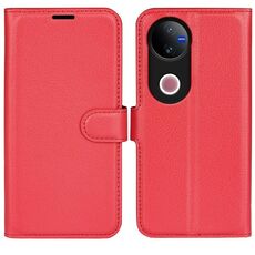 Per vivo V50 Global Litchi Texture Custodia per telefono in pelle con supporto a flip orizzontale (rosso)