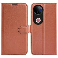 Per vivo V50 Global Litchi Texture Custodia per telefono in pelle con supporto a flip orizzontale (marrone)