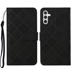 Per Samsung Galaxy S23 FE 5G Custodia per telefono in pelle con motivo goffrato stile etnico (nero)