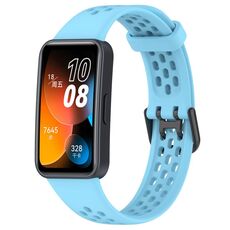 Per cinturino in silicone traspirante tinta unita Huawei Band 8 (azzurro)
