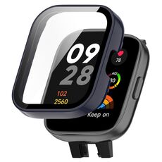 Per Xiaomi Mi Watch Lite 3 PC + Custodia protettiva per orologio integrata con pellicola temperata (blu inchiostro)