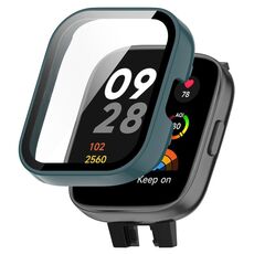 Per Xiaomi Mi Watch Lite 3 PC + custodia protettiva per orologio integrata con pellicola temperata (verde pino)