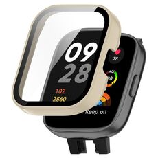 Per Xiaomi Mi Watch Lite 3 PC + custodia protettiva per orologio integrata con pellicola temperata (bianco avorio)
