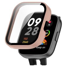 Per Xiaomi Mi Watch Lite 3 PC + Custodia protettiva per orologio integrata con pellicola temperata (rosa)