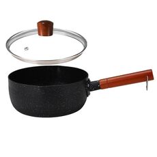18 cm con coperchio bollire spaghetti istantanei padella antiaderente integratore alimentare per bambini padella maifan pietra piccola pentola per il latte (nero)
