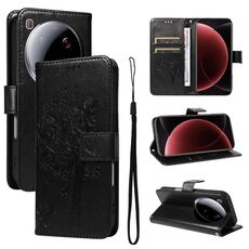 Per Xiaomi 15 Ultra 5G Custodia per telefono in pelle con motivo in rilievo albero e gatto (nero)