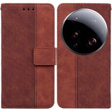 Per Xiaomi 15 Custodia per telefono in pelle goffrata ultra geometrica (marrone)