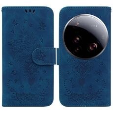 Per Xiaomi 15 Ultra Butterfly Rose Custodia in pelle goffrata (blu)