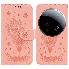 Per Xiaomi 15 Ultra Butterfly Rose Custodia in pelle goffrata (rosa)