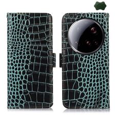 Custodia per telefono in pelle di vacchetta con strato superiore in coccodrillo ultra per Xiaomi 15 (verde)
