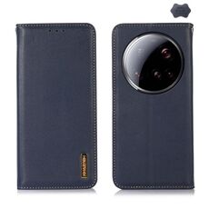 Custodia per telefono in pelle di vacchetta con strato superiore in nappa KHAZNEH per Xiaomi 15 Ultra (blu)