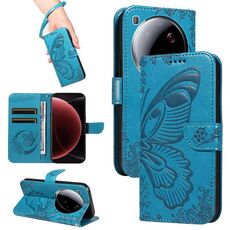 Per Xiaomi 15 Ultra 5G Custodia per telefono in pelle goffrata con farfalla a coda di rondine globale (blu)