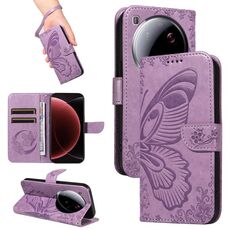 Per Xiaomi 15 Ultra 5G Custodia per telefono in pelle goffrata con farfalla a coda di rondine globale (viola)