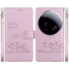 Per Xiaomi 15 Ultra Cute Cats RFID Custodia in pelle per telefono (oro rosa)