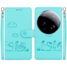 Per Xiaomi 15 Ultra Cute Cats RFID Custodia in pelle per telefono (verde)