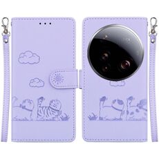 Per Xiaomi 15 Ultra Cute Cats RFID Custodia in pelle per telefono (viola)