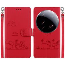 Per Xiaomi 15 Ultra Cute Cats RFID Custodia in pelle per telefono (rosso)
