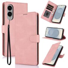 Per Samsung Galaxy S25 Edge 5G Custodia per telefono in pelle di vitello con texture Fantasy Skin-feel (rosa)