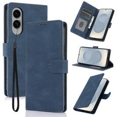 Per Samsung Galaxy S25 Edge 5G Custodia per telefono in pelle di vitello con texture Fantasy Skin-feel (blu)