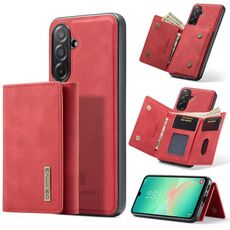 Per Samsung Galaxy A26 5G DG.MING M1 Series Portafoglio multi-carta a 3 ante + custodia magnetica per telefono (rosso)