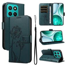 Per Honor X8c 4G Custodia per telefono in pelle con motivo in rilievo a dente di leone (blu)
