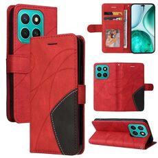 Per Honor X8C 4G Custodia per telefono in pelle con chiusura a scatto bicolore globale (rosso)