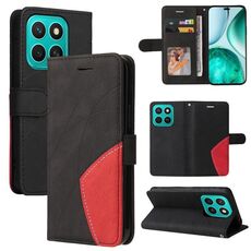 Per Honor X8C 4G Custodia per telefono in pelle con chiusura a scatto bicolore globale (nero)