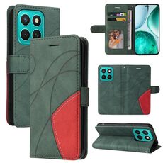 Per Honor X8C 4G Custodia per telefono in pelle con chiusura a scatto bicolore globale (verde)