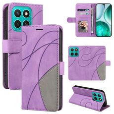 Per Honor X8C 4G Custodia per telefono in pelle con cerniera bicolore globale (viola)