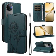 Custodia a libro in pelle con motivo a dente di leone in rilievo per vivo V50 5G (blu)