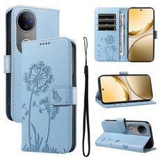 Custodia a libro in pelle con motivo a dente di leone in rilievo per vivo V50 5G (blu cielo)