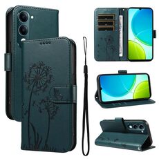 Custodia a libro in pelle con motivo a dente di leone in rilievo per vivo Y29S 5G / Y04 (blu)