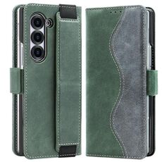 Per Samsung Galaxy Z Fold6 VIETAO Custodia per telefono in pelle con giunzioni integrate con cinturino elastico (verde)