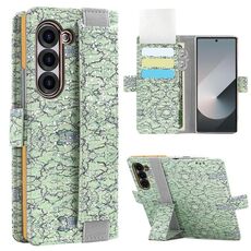 Per Samsung Galaxy Z Fold5 VIETAO Custodia per telefono in pelle colorata integrata con cinturino elastico (verde)