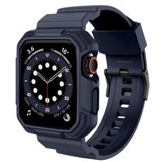 Per Apple Watch 46mm / 45mm / 44mm / 42mm Cinturino in silicone e fibra di carbonio VIETAO (blu scuro)
