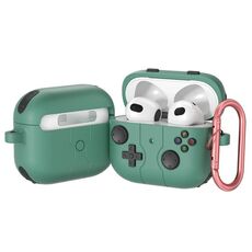 Per AirPods 3 Custodia in silicone per auricolari wireless in stile console di gioco (verde pino)