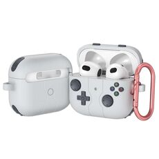 Custodia in silicone per auricolari wireless stile console di gioco AirPods 3 (grigio roccia)